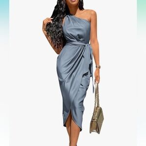 NWT one shoulder Satin Midi Dress